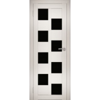 Дверь межкомнатная "Амати 13" Эшвайт (Черное стекло)