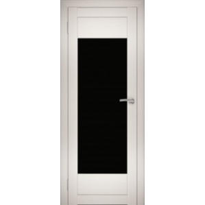 Дверь межкомнатная "Амати 14" Эшвайт (Черное стекло)