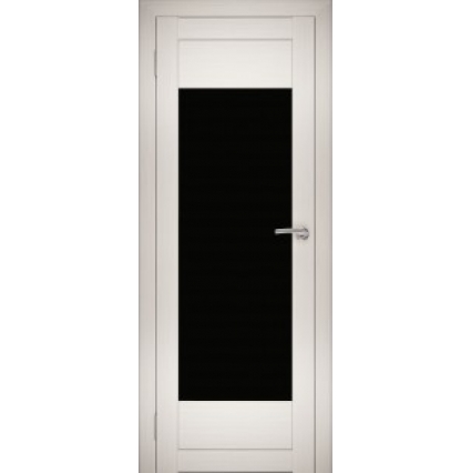 Дверь межкомнатная "Амати 14" Эшвайт (Черное стекло)