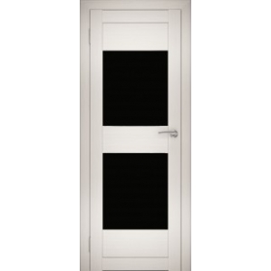 Дверь межкомнатная "Амати 15" Эшвайт (Черное стекло)