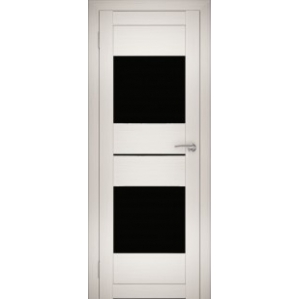 Дверь межкомнатная "Амати 16" Эшвайт (Черное стекло)