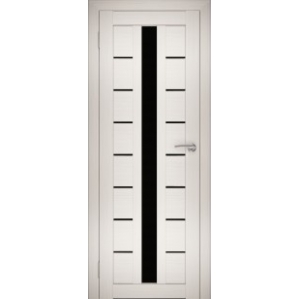 Дверь межкомнатная "Амати 17" Эшвайт (Черное стекло)