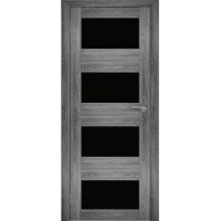 Дверь межкомнатная "Амати 02" Дуб шале графит (Черное стекло)