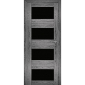 Дверь межкомнатная "Амати 02" Дуб шале графит (Черное стекло)