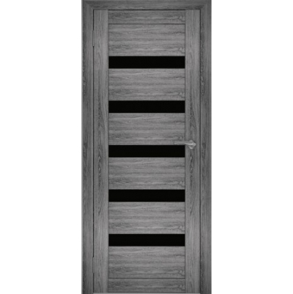 Дверь межкомнатная "Амати 03" Дуб шале графит (Черное стекло)