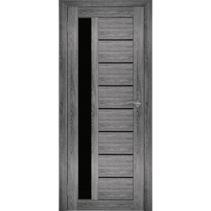 Дверь межкомнатная "Амати 04" Дуб шале графит (Черное стекло)