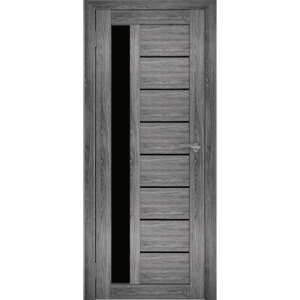 Дверь межкомнатная "Амати 04" Дуб шале графит (Черное стекло)
