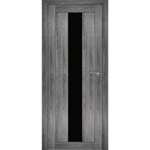 Дверь межкомнатная "Амати 05" Дуб шале графит (Черное стекло)