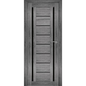Дверь межкомнатная "Амати 06" Дуб шале графит (Черное стекло)