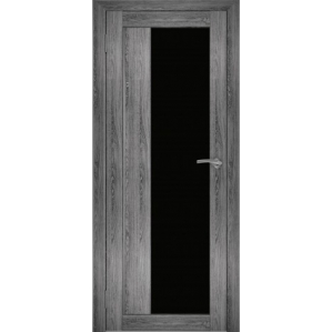 Дверь межкомнатная "Амати 09" Дуб шале графит (Черное стекло)
