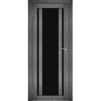 Дверь межкомнатная "Амати 11" Дуб шале графит (Черное стекло)