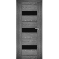 Дверь межкомнатная "Амати 12" Дуб шале графит (Черное стекло)