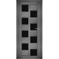 Дверь межкомнатная "Амати 13" Дуб шале графит (Черное стекло)