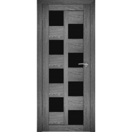 Дверь межкомнатная "Амати 13" Дуб шале графит (Черное стекло)