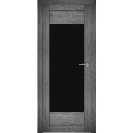 Дверь межкомнатная "Амати 14" Дуб шале графит (Черное стекло)