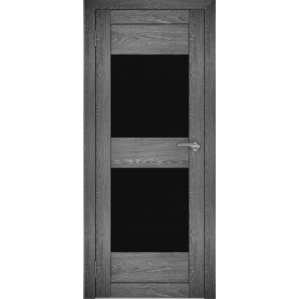 Дверь межкомнатная "Амати 15" Дуб шале графит (Черное стекло)