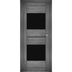 Дверь межкомнатная "Амати 16" Дуб шале графит (Черное стекло)