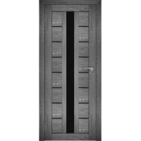 Дверь межкомнатная "Амати 17" Дуб шале графит (Черное стекло)