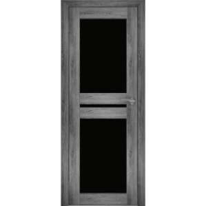 Дверь межкомнатная "Амати 19" Дуб шале графит (Черное стекло)