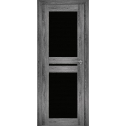 Дверь межкомнатная "Амати 19" Дуб шале графит (Черное стекло)