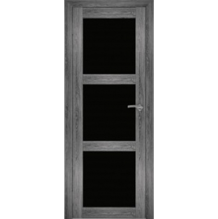 Дверь межкомнатная "Амати 20" Дуб шале графит (Черное стекло)