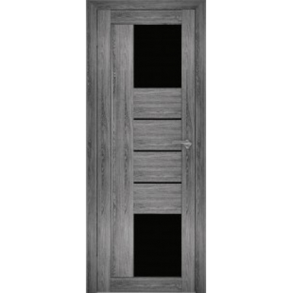 Дверь межкомнатная "Амати 21" Дуб шале графит (Черное стекло)