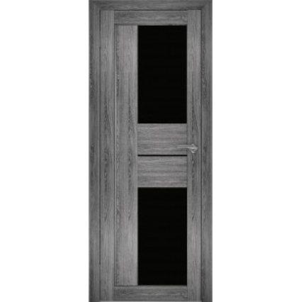 Дверь межкомнатная "Амати 22" Дуб шале графит (Черное стекло)