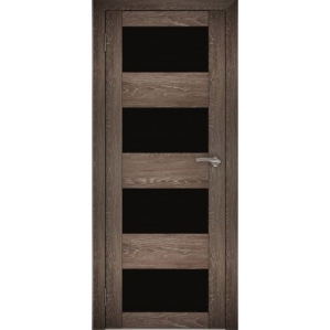Дверь межкомнатная "Амати 02" Дуб шале корица (Черное стекло)