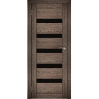 Дверь межкомнатная "Амати 03" Дуб шале корица (Черное стекло)