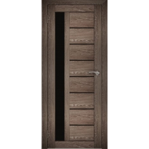 Дверь межкомнатная "Амати 04" Дуб шале корица (Черное стекло)