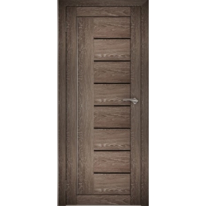 Дверь межкомнатная "Амати 07" Дуб шале корица (Черное стекло)