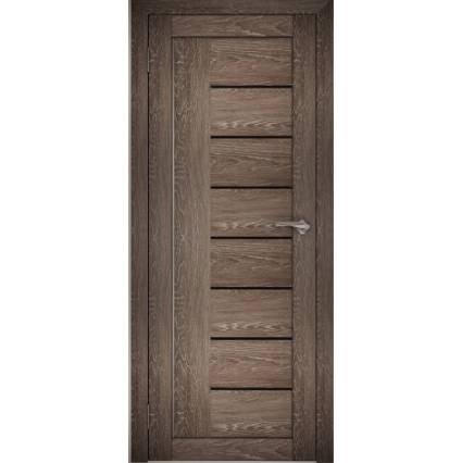 Дверь межкомнатная "Амати 07" Дуб шале корица (Черное стекло)