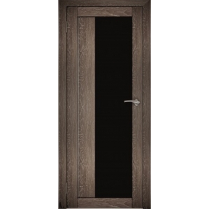 Дверь межкомнатная "Амати 09" Дуб шале корица (Черное стекло)