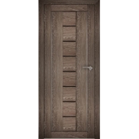 Дверь межкомнатная "Амати 10" Дуб шале корица (Черное стекло)