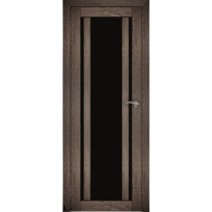 Дверь межкомнатная "Амати 11" Дуб шале корица (Черное стекло)