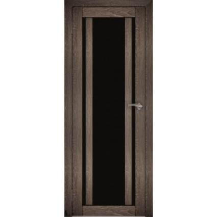 Дверь межкомнатная "Амати 11" Дуб шале корица (Черное стекло)