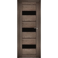 Дверь межкомнатная "Амати 12" Дуб шале корица (Черное стекло)
