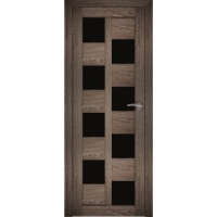 Дверь межкомнатная "Амати 13" Дуб шале корица (Черное стекло)