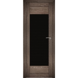 Дверь межкомнатная "Амати 14" Дуб шале корица (Черное стекло)