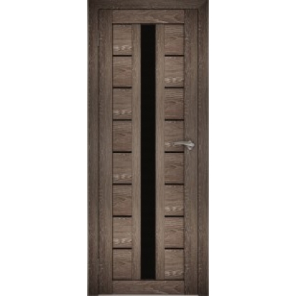 Дверь межкомнатная "Амати 17" Дуб шале корица (Черное стекло)