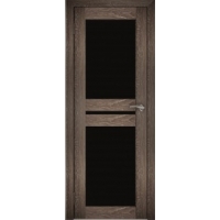 Дверь межкомнатная "Амати 19" Дуб шале корица (Черное стекло)