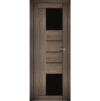 Дверь межкомнатная "Амати 21" Дуб шале корица (Черное стекло)