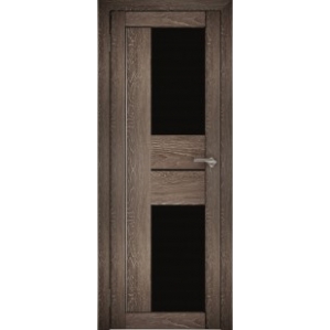 Дверь межкомнатная "Амати 22" Дуб шале корица (Черное стекло)