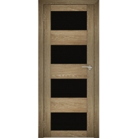 Дверь межкомнатная "Амати 02" Дуб шале натуральный (Черное стекло)