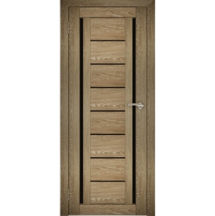 Дверь межкомнатная "Амати 06" Дуб шале натуральный (Черное стекло)