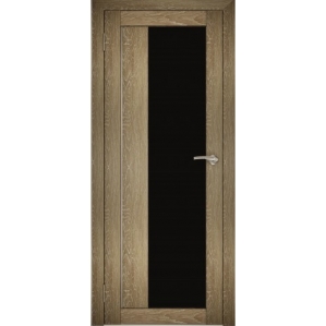 Дверь межкомнатная "Амати 09" Дуб шале натуральный (Черное стекло)