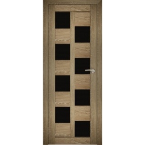 Дверь межкомнатная "Амати 13" Дуб шале натуральный (Черное стекло)