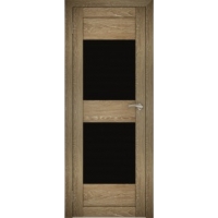 Дверь межкомнатная "Амати 15" Дуб шале натуральный (Черное стекло)