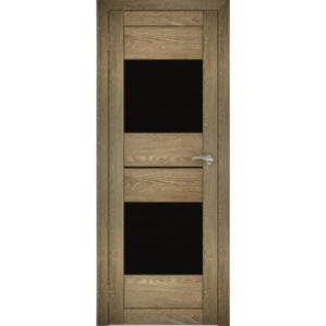 Дверь межкомнатная "Амати 16" Дуб шале натуральный (Черное стекло)
