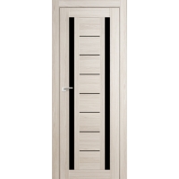 Дверь межкомнатная "Амати 06" Дуб Беленый (Черное стекло)